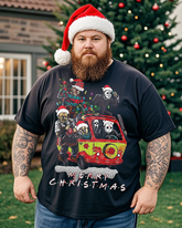 Kurzärmeliges T-Shirt mit Gruselfilm-Motiv für Herren in Übergröße